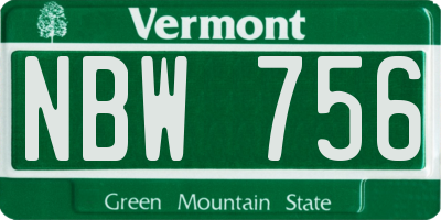 VT license plate NBW756