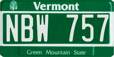 VT license plate NBW757
