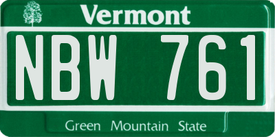 VT license plate NBW761