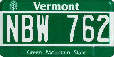 VT license plate NBW762