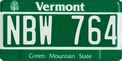 VT license plate NBW764