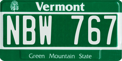 VT license plate NBW767