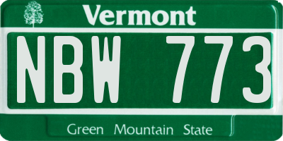 VT license plate NBW773
