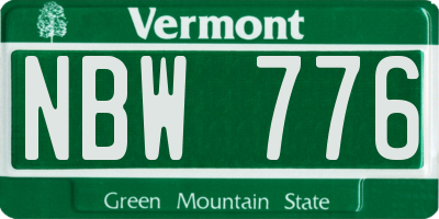 VT license plate NBW776