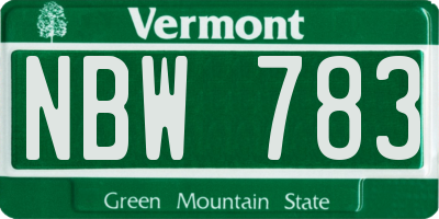 VT license plate NBW783