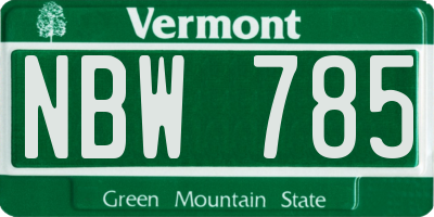 VT license plate NBW785