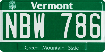 VT license plate NBW786