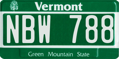 VT license plate NBW788