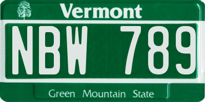 VT license plate NBW789