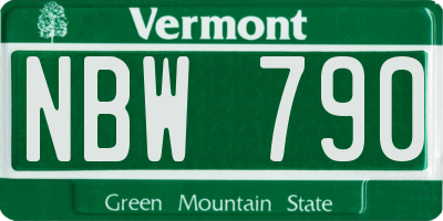 VT license plate NBW790