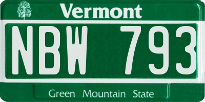 VT license plate NBW793