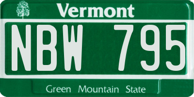 VT license plate NBW795