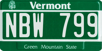 VT license plate NBW799
