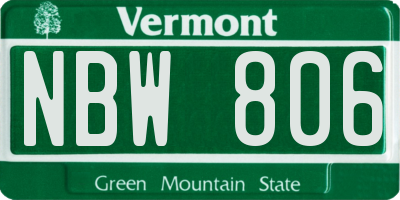 VT license plate NBW806