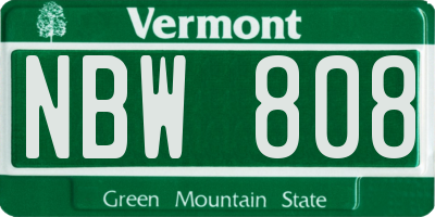 VT license plate NBW808