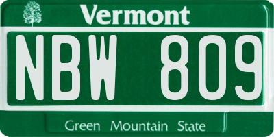 VT license plate NBW809