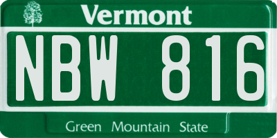 VT license plate NBW816
