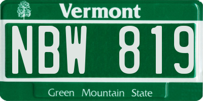 VT license plate NBW819