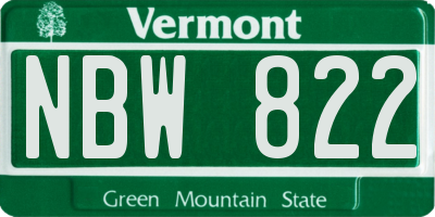 VT license plate NBW822
