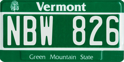 VT license plate NBW826