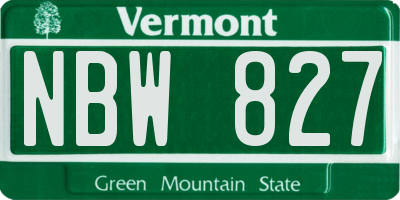 VT license plate NBW827