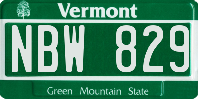 VT license plate NBW829
