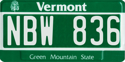 VT license plate NBW836