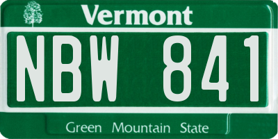 VT license plate NBW841