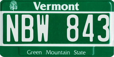 VT license plate NBW843