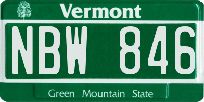 VT license plate NBW846