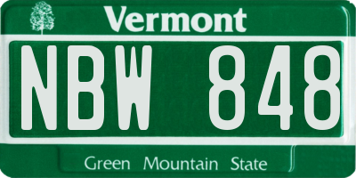 VT license plate NBW848