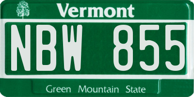 VT license plate NBW855