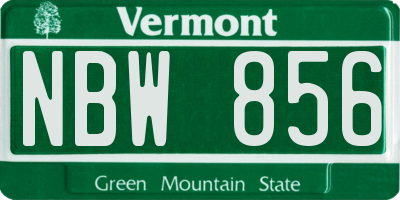 VT license plate NBW856