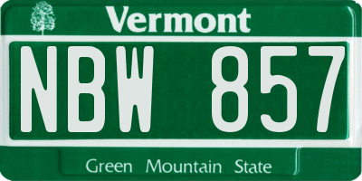 VT license plate NBW857