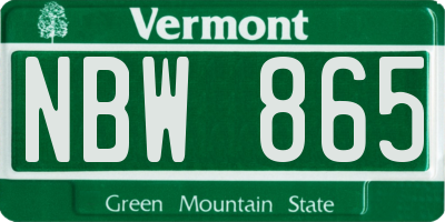 VT license plate NBW865