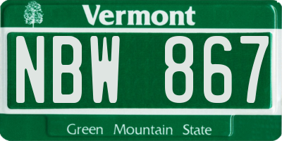 VT license plate NBW867