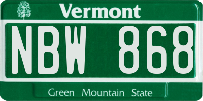 VT license plate NBW868