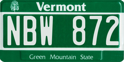 VT license plate NBW872