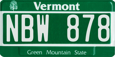 VT license plate NBW878