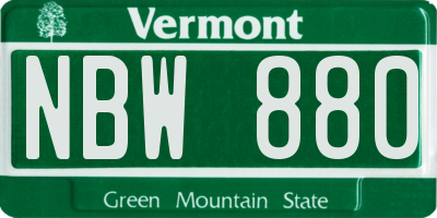 VT license plate NBW880