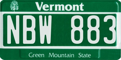 VT license plate NBW883
