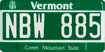 VT license plate NBW885
