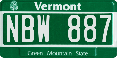 VT license plate NBW887