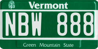 VT license plate NBW888