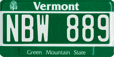 VT license plate NBW889