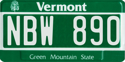 VT license plate NBW890