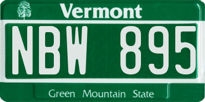 VT license plate NBW895