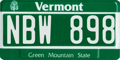 VT license plate NBW898