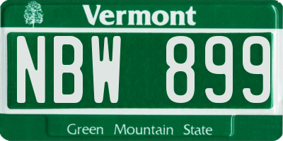 VT license plate NBW899