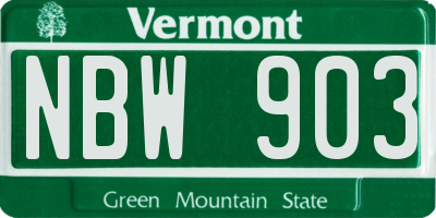 VT license plate NBW903
